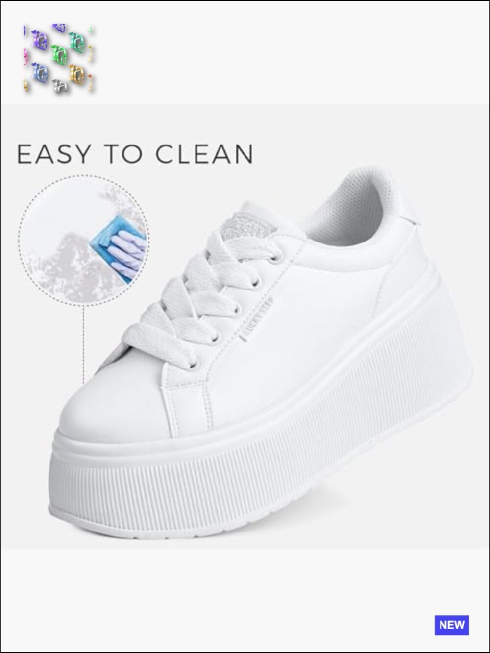 Women's Platform Wedge Sneakers Chunky Lace-Up Retro Low Top Casual Walking - Picture 3 of 7